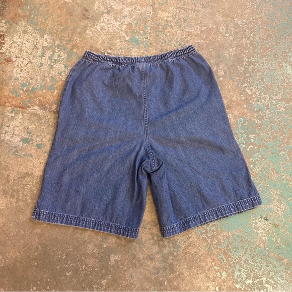 Vintage 90s Wide Fit Elastic Waist Denim Shorts Size 10 Womens or 30” - 32” x 9” - Picture 2 of 6